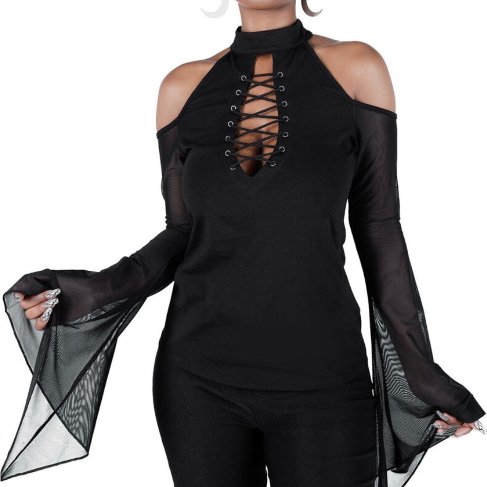 Killstar Black Fitted Cut Out Blouse